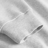 Close up of ribbed cuffs on a grey hoodie