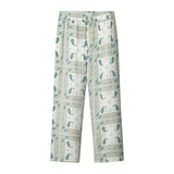 Vintage pale yellow paisley pattern long pants