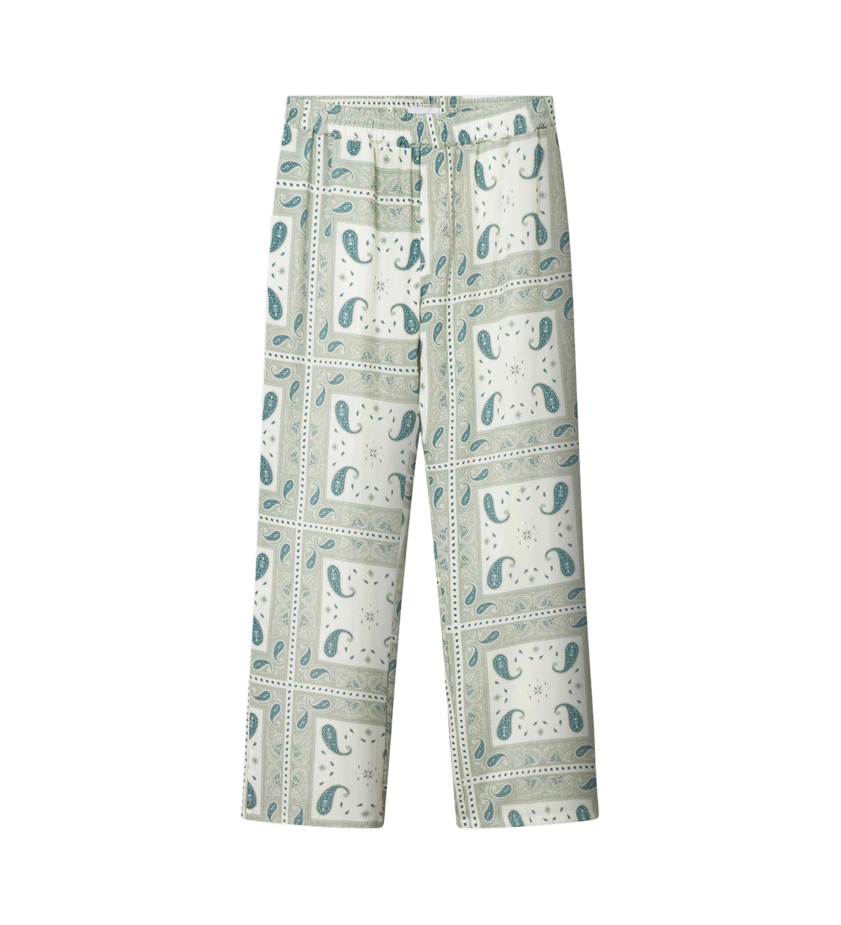 Vintage pale yellow paisley pattern long pants
