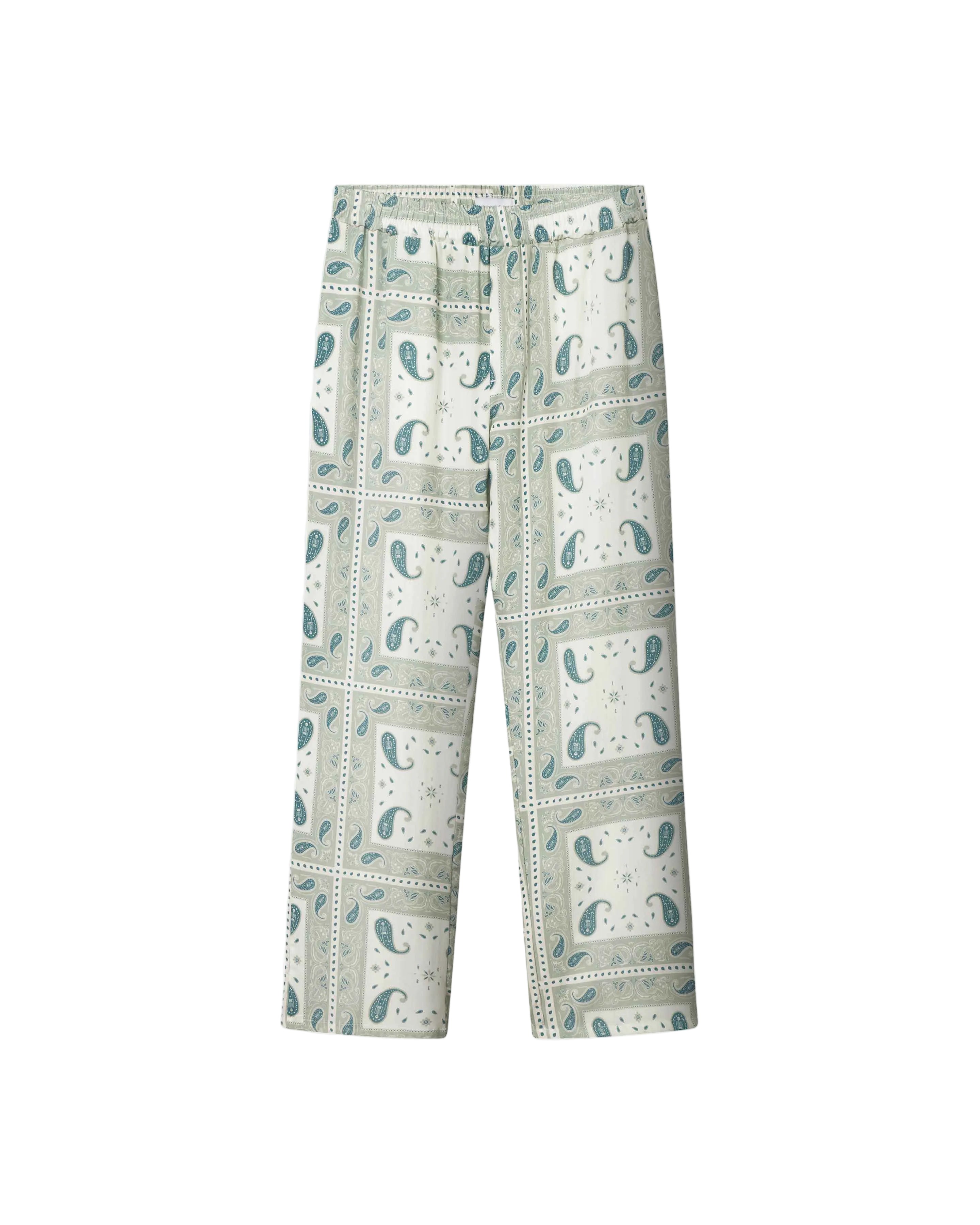 Vintage pale yellow paisley pattern long pants