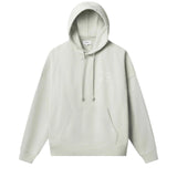 beige hoody with logo in white
