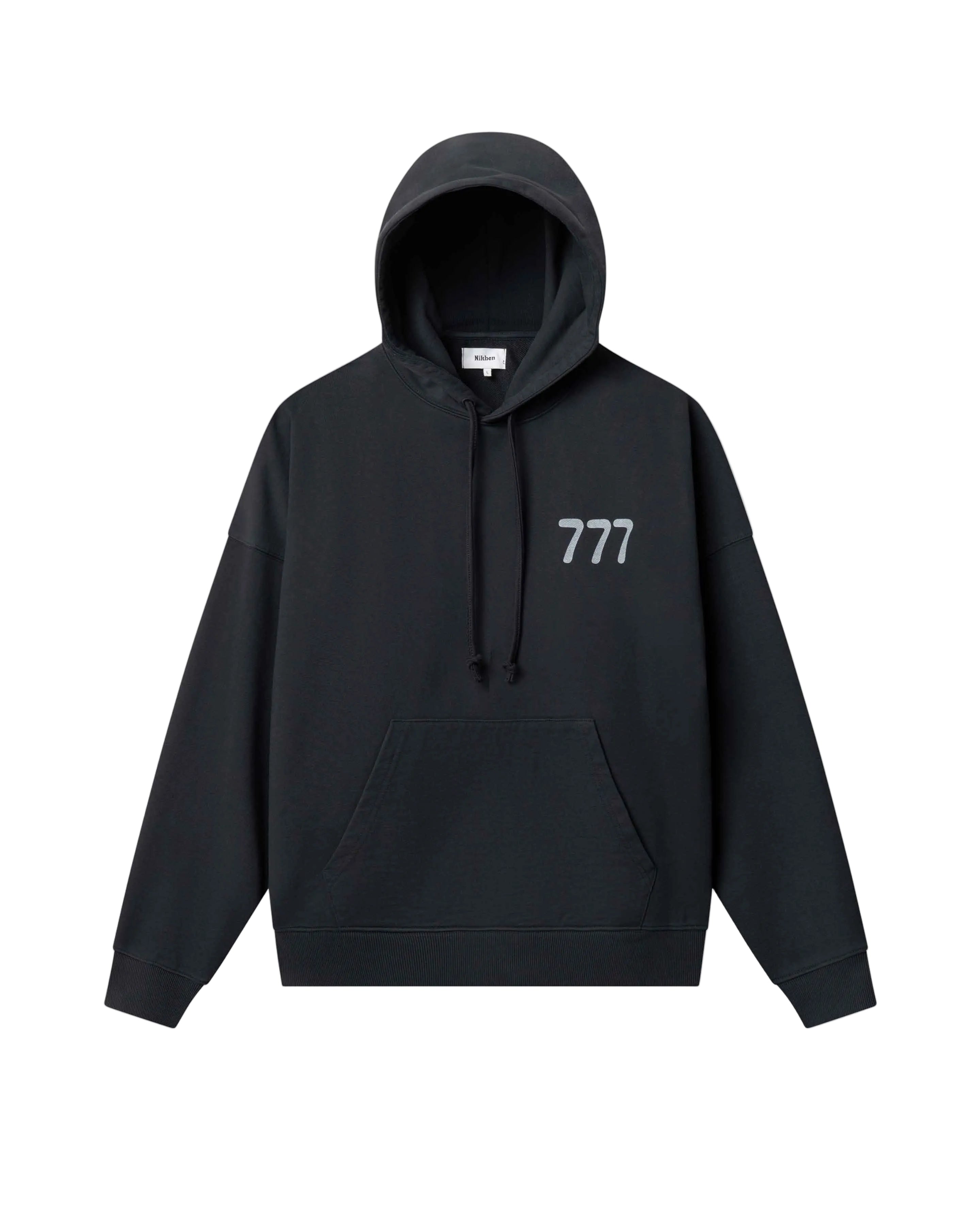 Black hoodie with '777' logo on front chest