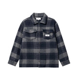 Navy grey checkered over shirt with chest pockets