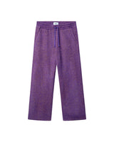 Purple pants with herringbone pattern and drawstring