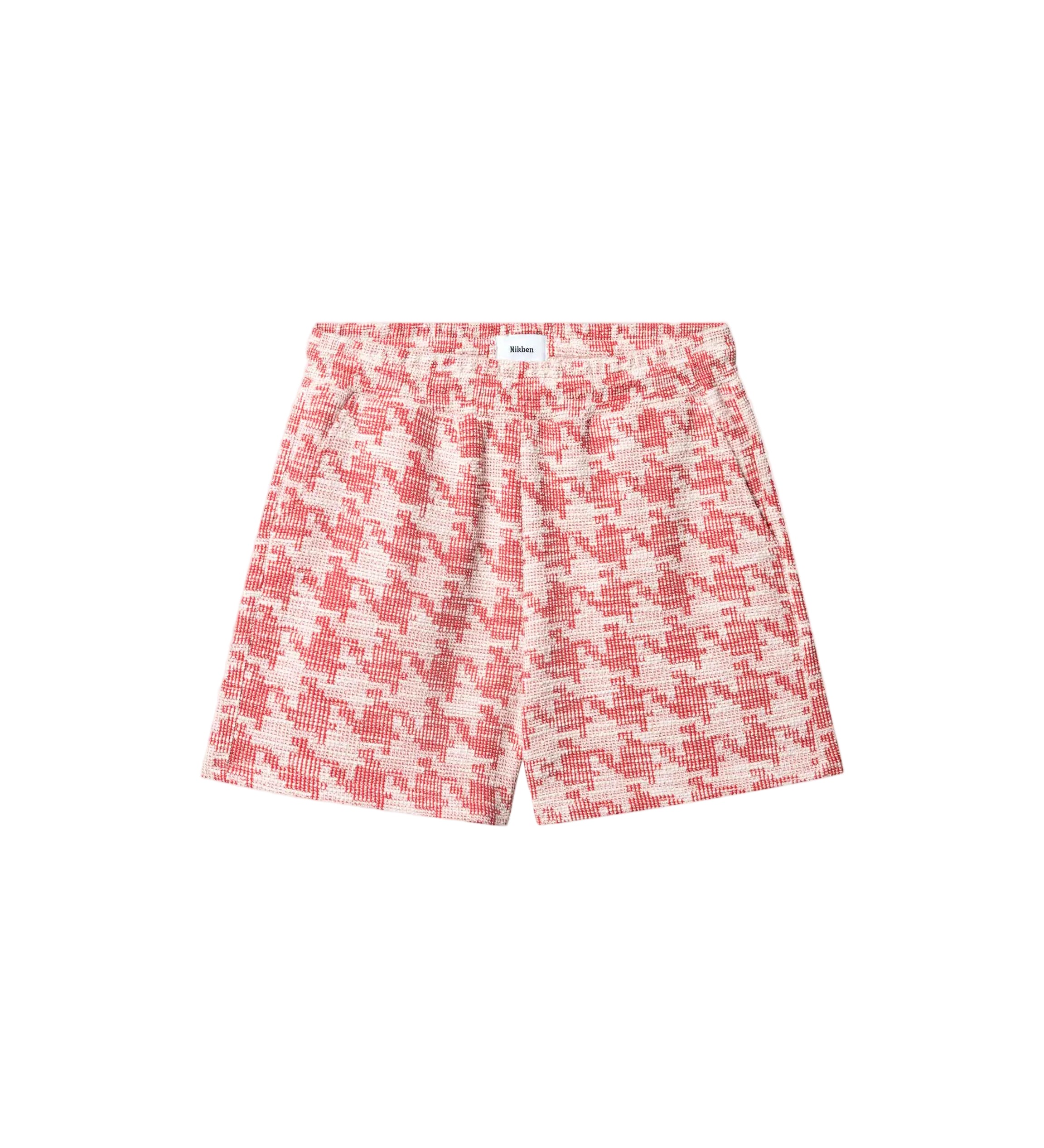 Red and white patterned shorts