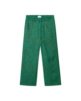 Green patterned pants with a drawstring