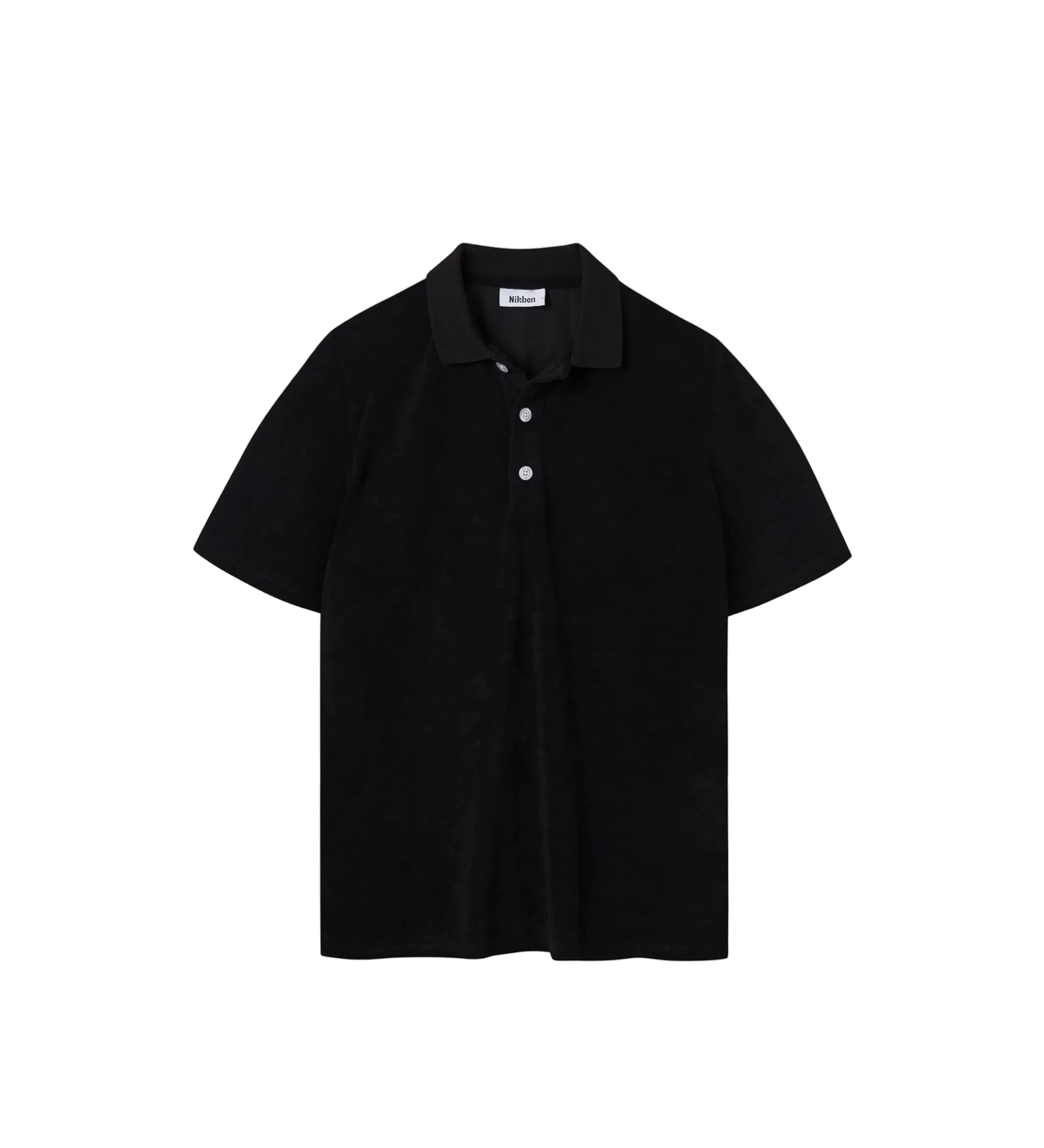 Black polo shirt on a white background