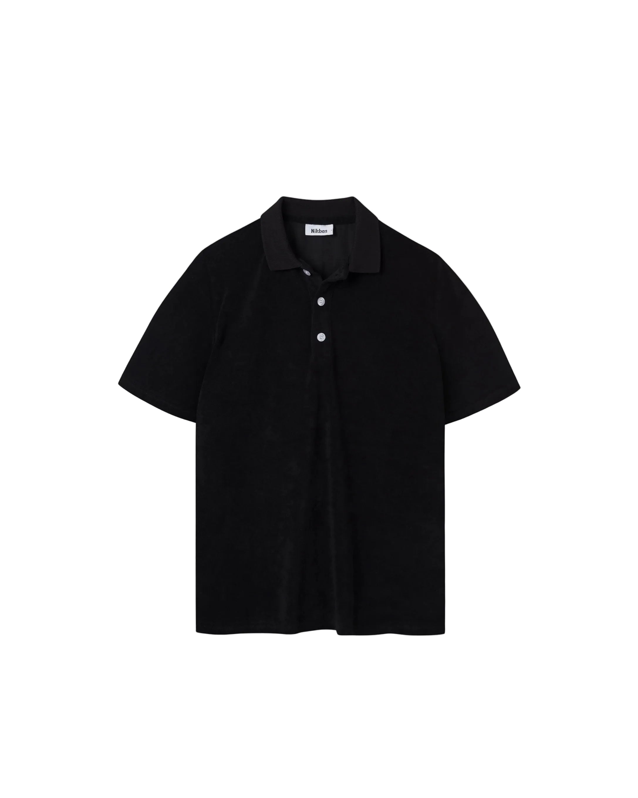 Black polo shirt on a white background