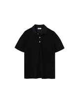 Black polo shirt on a white background