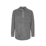 Long sleeve shirt in grey Terry toweling fabric with white buttons