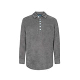 Long sleeve shirt in grey Terry toweling fabric with white buttons