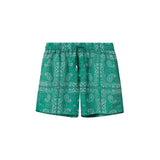 Green extended length swim trunks
