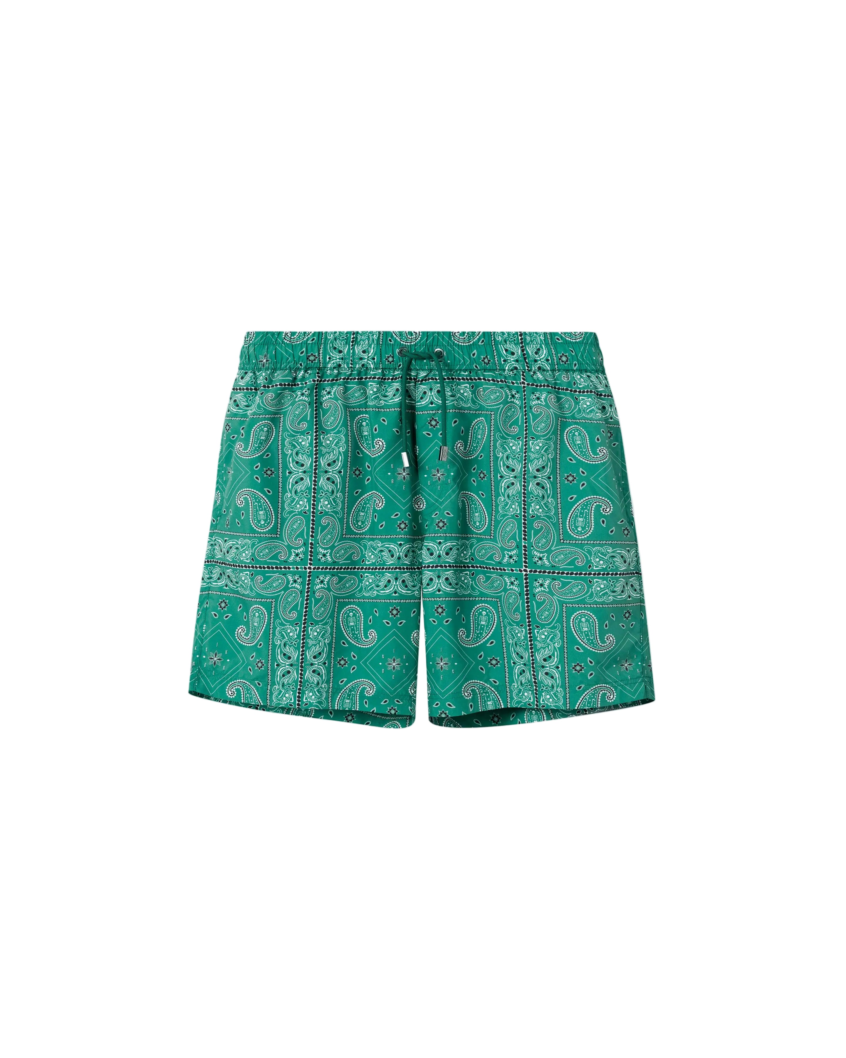 Green extended length swim trunks