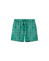 Green extended length swim trunks