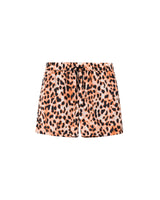Leopard printed extended-length swim trunks
