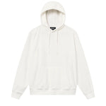 Off White hoodie made from terry toweling cloth. It features drawstrings, a single front pocket, and a white embroidered "Nikben" logo on the chest