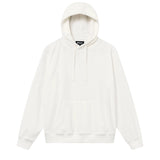 Off White hoodie made from terry toweling cloth. It features drawstrings, a single front pocket, and a white embroidered "Nikben" logo on the chest