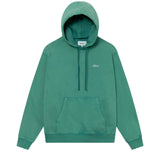 A green hoodie with an embroidered Nikben script logo