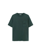 Washed green t-shirt with breast pocket and embroidered logo.