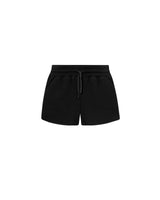 Black short length shorts with drawstring and two side pockets