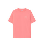 A terracotta-colored, relaxed fit t-shirt with a subtle chest print and a large back print, made from 100% organic cotton.