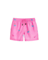 Pink printed kids swim trunks