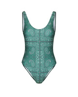 Green patterned swimsuit