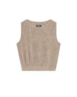 Cashmere colored cropped tank top in terry towelling fabric